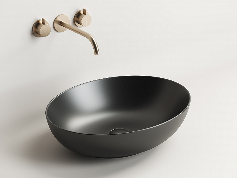 Умывальник чаша накладная Ceramica Nova Element 520*395 Чёрный Матовый