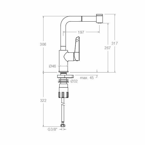 Ramon Soler Смеситель для кухни с выдвижной лейкой и поворотным изливом KITCHEN 381901H2MC