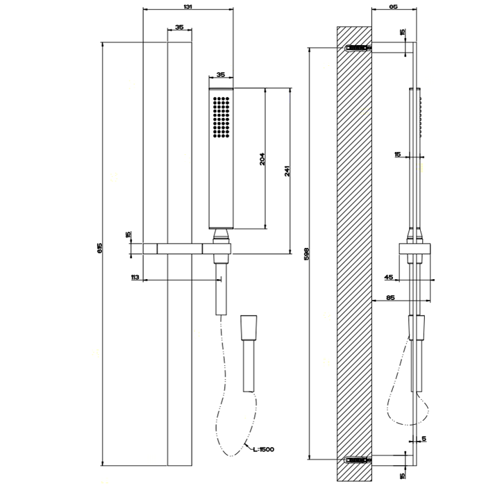 Gessi Rettangolo Душевая стойка с ручным душем, цвет: хром 20145#031