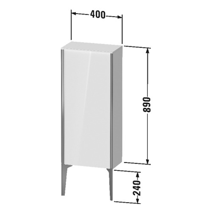 Duravit XViu Шкаф подвесной 40x24x89см, с 1 дверью, 2 стеклянными полками (петли справа), цвет: walnut dark/черный матовый XV1305RB221