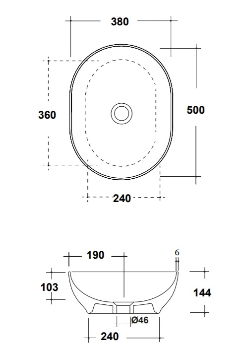 Раковина накладная 50x38 Olympia Trend TRE42SO50023 чёрная матовая
