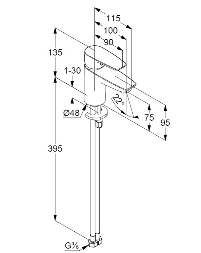 Смеситель для раковины KLUDI PURE&SOLID 340280575