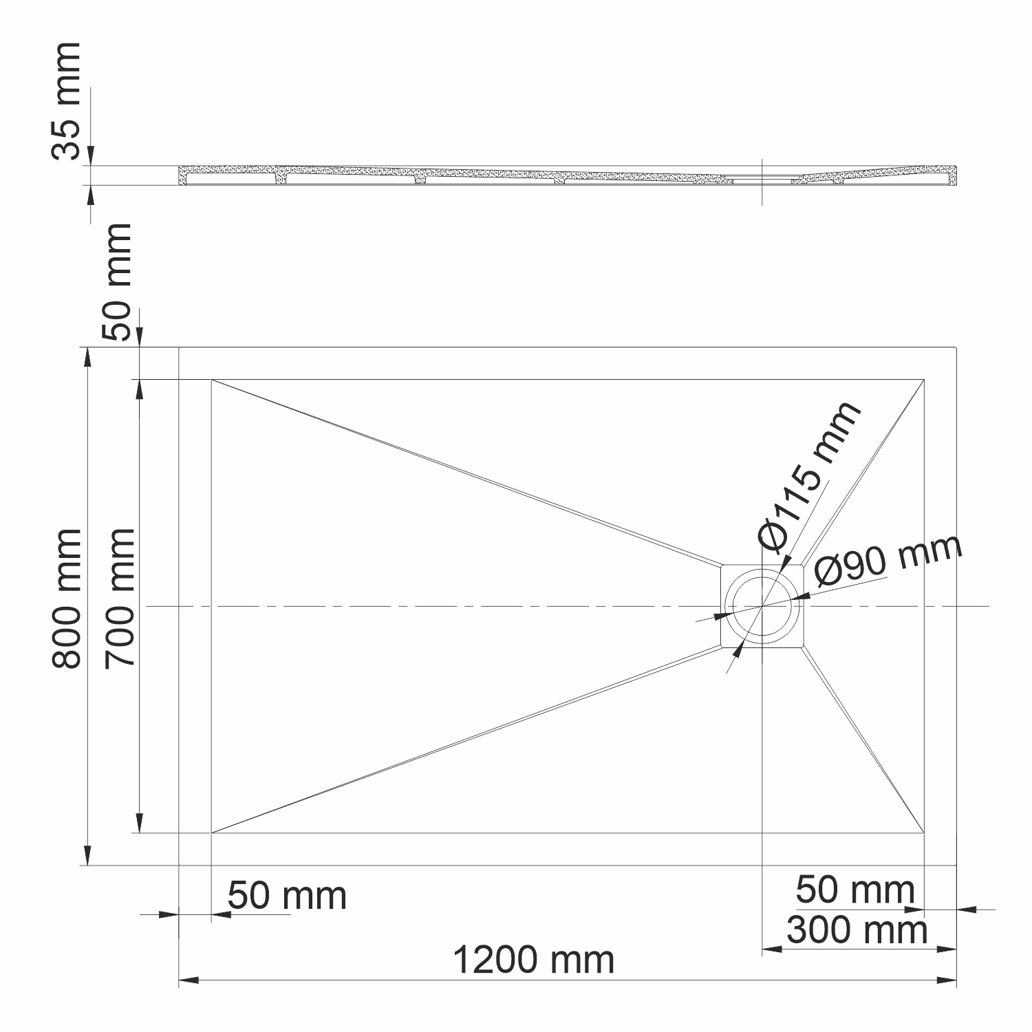Dill 61T06 Душевой поддон 120x80 под чёрное дерево