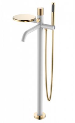 Смеситель для ванны напольный Boheme STICK WHITE TOUCH GOLD 129-WG.2