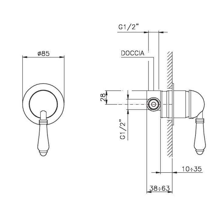 Nicolazzi El Capitan Встраиваемый смеситель для душа, 1 источник, цвет: raw brass 3406MOG76