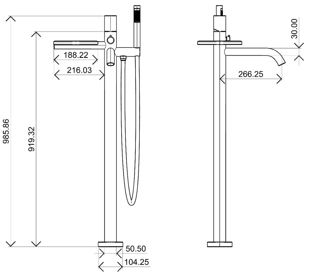 Смеситель для ванны напольный Boheme STICK GOLD TOUCH GOLD 129-GG.2