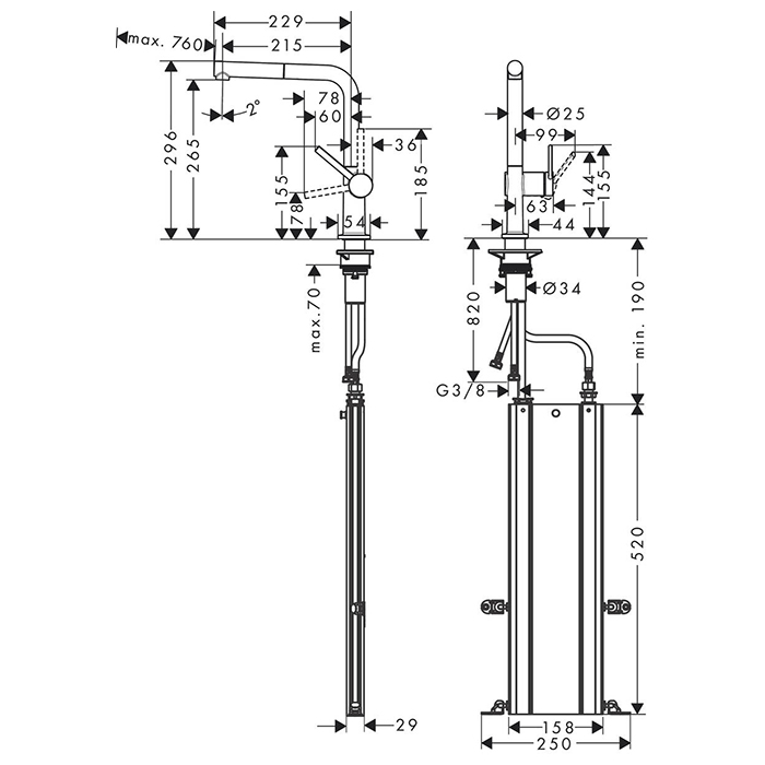 Hansgrohe Talis M54 Смеситель для кухни, 1 отв., цвет: сталь 72809800