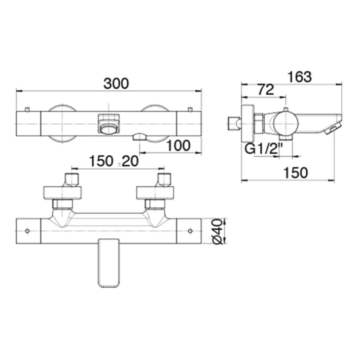 Fantini Lame Смеситель для ванны, настенный, термостатический, цвет: хром 24 02 M215