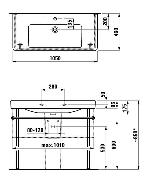 Раковина 1050x460 Laufen Pro S 813966