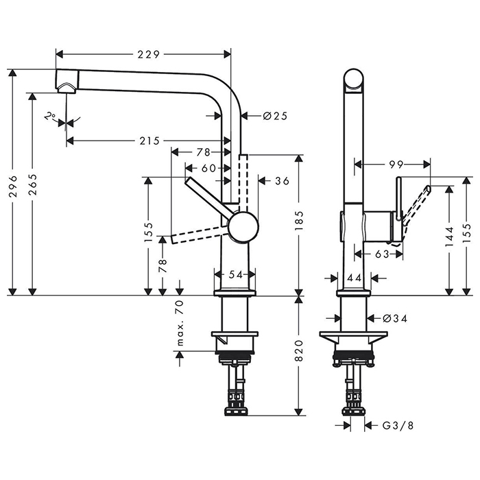 72840000 Hansgrohe Talis M54 Смеситель для кухни, 1 отв., цвет: хром