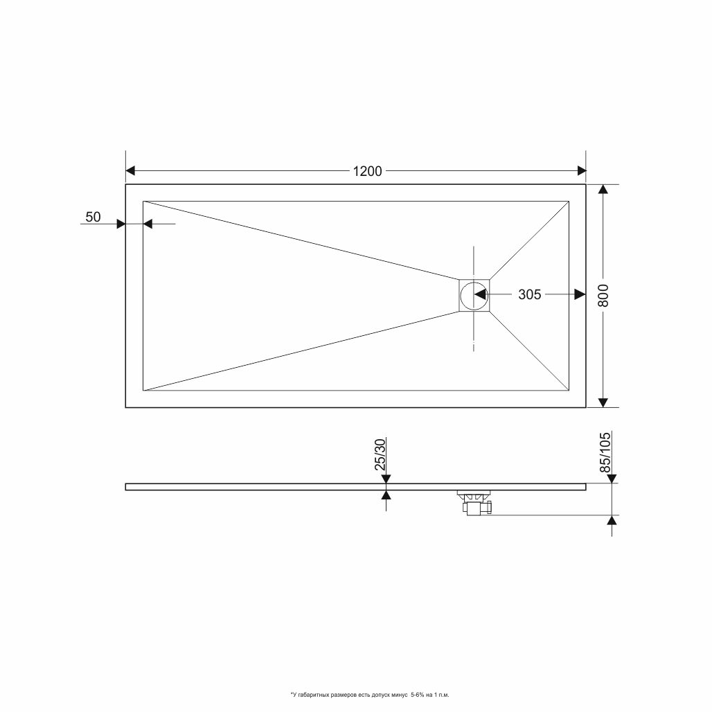 Душевой поддон прямоугольный RGW ST-G  800x1300