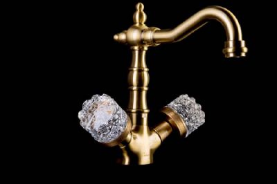 Смеситель для умывальника, высокий Boheme CRYSTAL Бронза (двуручковый) 312-CRST