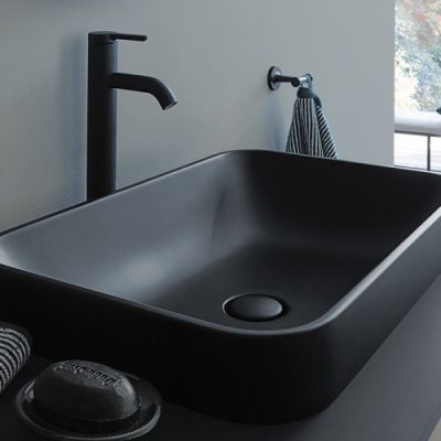 Duravit Happy D.2 Plus Раковина 60х40 см, без отв., без перелива, с выпуском, с керамической крышкой, WonderGliss, цвет: Anthracite matt 23596013001