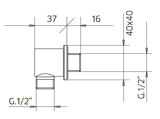 9926M249 Palazzani отвод воды для душа из латуни, 1/2", нерж.сталь