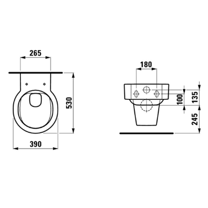 Laufen VAL Унитаз подвесной 53x39x36.5см, безободковый, цвет: белый 8.2028.1.000.000.1