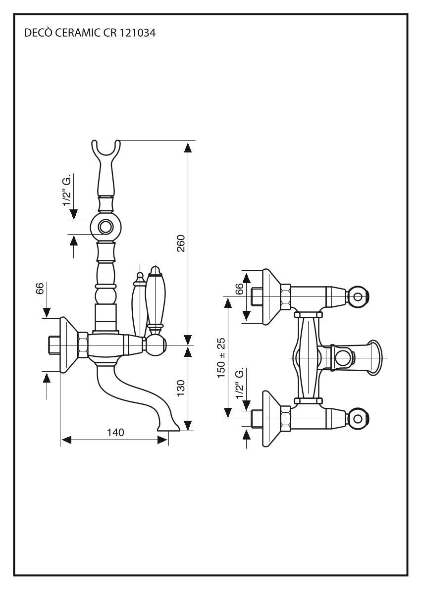 Emmevi Deco Ceramic, смеситель с ручным душем для ванной, цвет золото 121611/OR