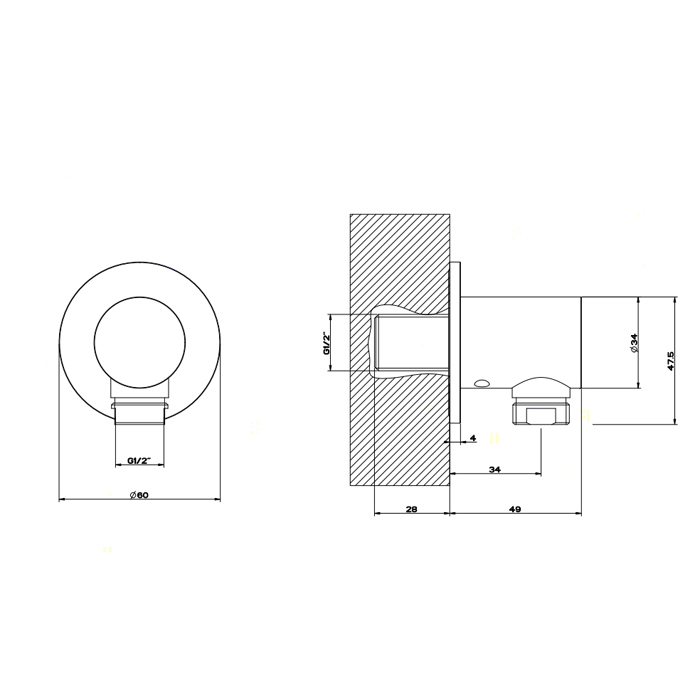 Gessi Shower316 Вывод воды на 1/2, цвет: шлифованная сталь 54269#239