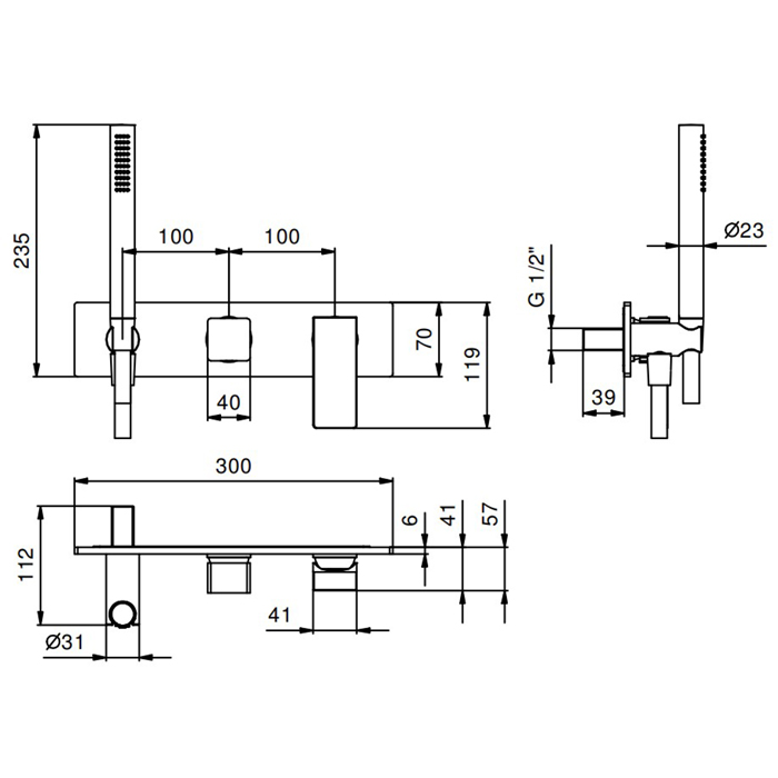 Fantini Mint Смеситель для душа, встраиваемый, цвет: хром 34 02 F784B