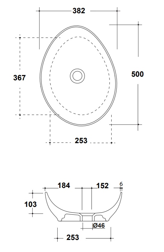 Раковина накладная 50x38 Olympia Trend TRE42IN50013 чёрная матовая