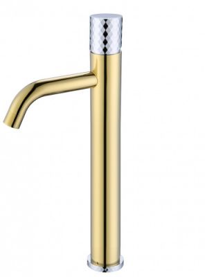 Смеситель для накладной раковины Boheme STICK GOLD DIAMOND CHROME_Комплект 122-GCR