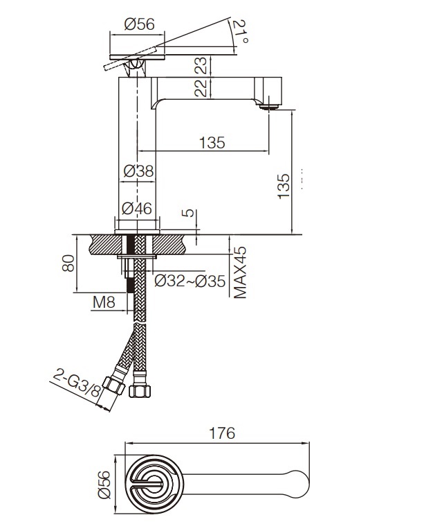 IMEX OLIMPO Смеситель для раковины чёрный маовый BDC033-1NG