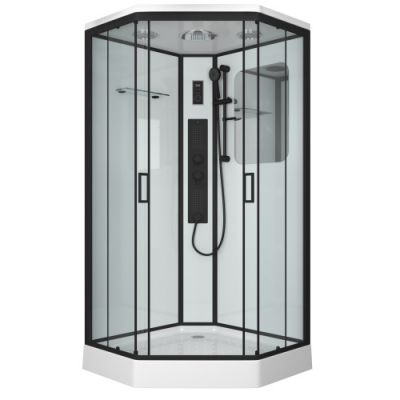 Душ.каб. NG-6901-01GD BLACK (900х900х2200) низкий поддон(16см) стекло тонированное,