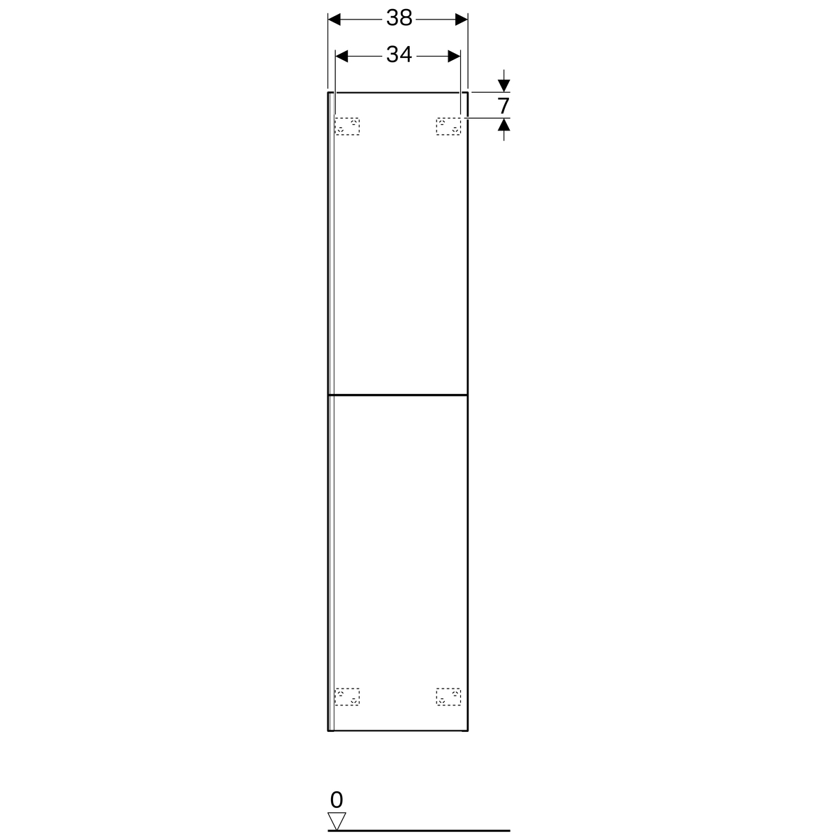 Высокий шкафчик Keramag Acanto 380 x 1730 x 360, фронтальная часть: песчаное стекло корпус: песчаный матовый — лакированный 500.619.JL.2