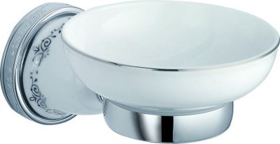 Sanibano Kleo, настенная керамическая мыльница, цвет хром - белая керамика H9750/15CR