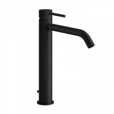 Gessi 316 Смеситель для раковины, на 1 отв., высокий, h=30.5см, с донным клапаном, излив 15.6см, цвет: Black XL 54403#299