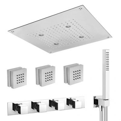 IF070 AquaElite Встроенный смеситель для душа + душевой гарнитур + верхний душ + форсунки
