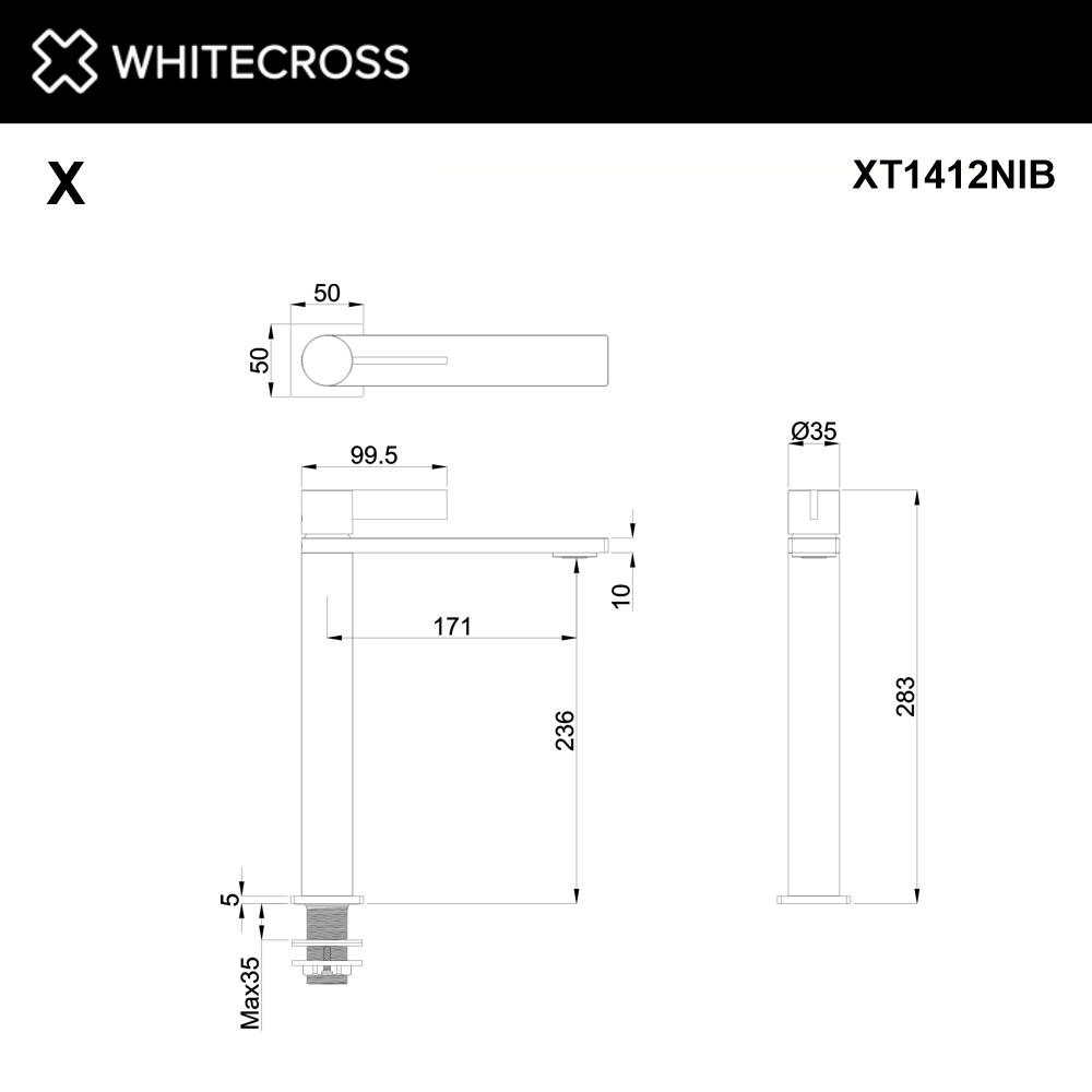 Cмеситель для умывальника WHITECROSS XT1412NIB (брашированный никель)