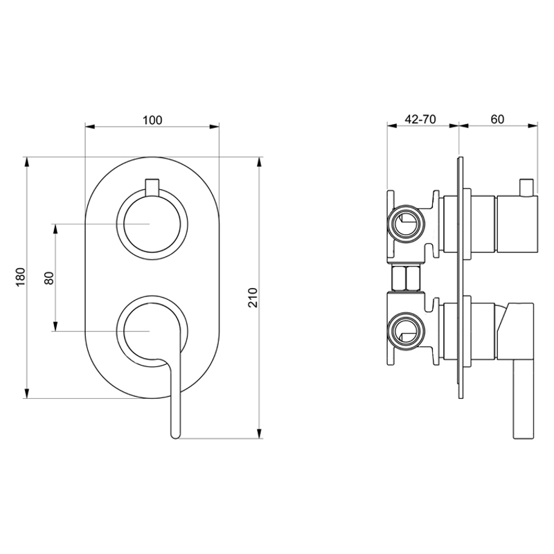 Смеситель для душа встраиваемый на 2 потока Webert DoReMi DR860101345, никель