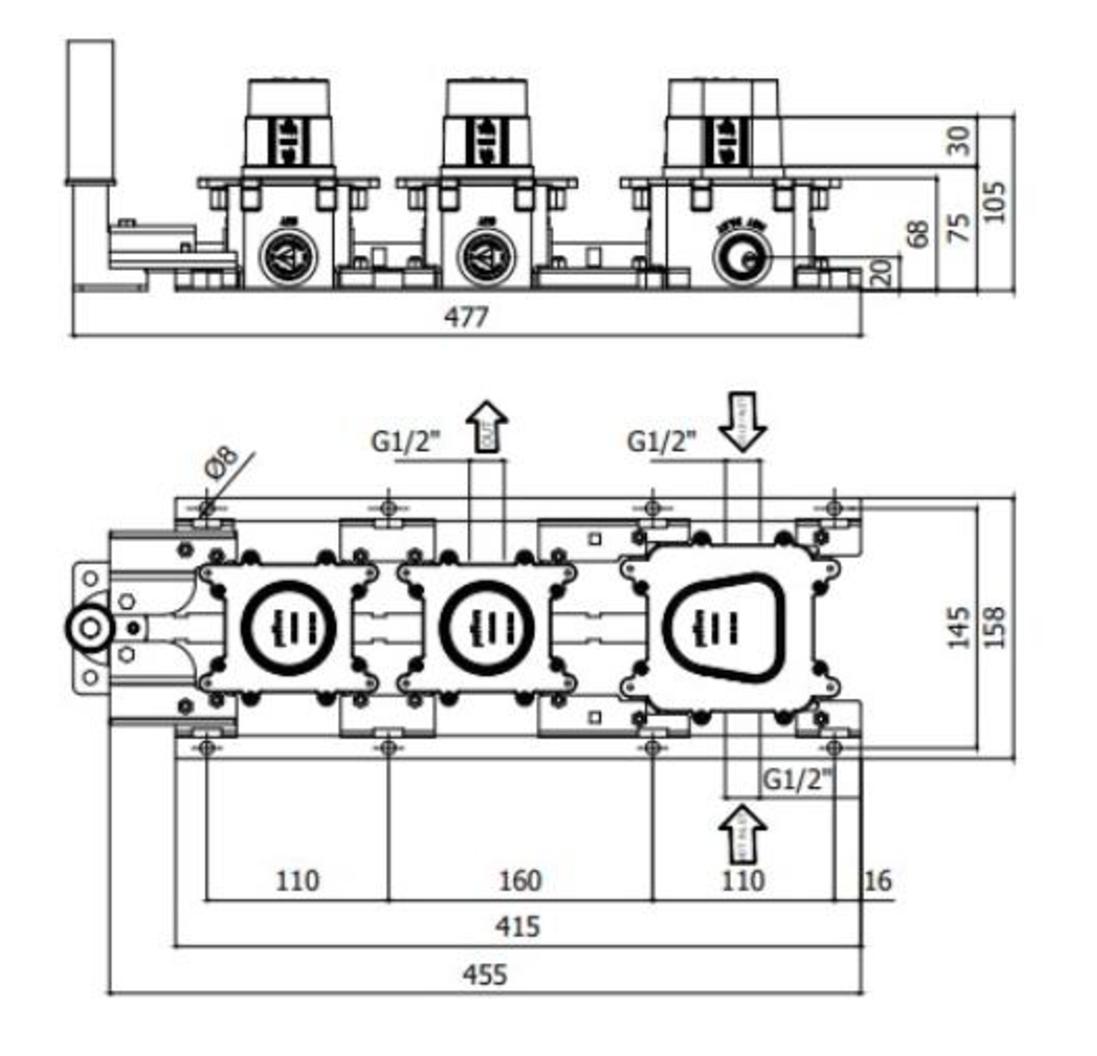 Paffoni MODULAR BOX MDBOX000 Встраиваемая часть, термостат для арт MDE000, 2 выхода