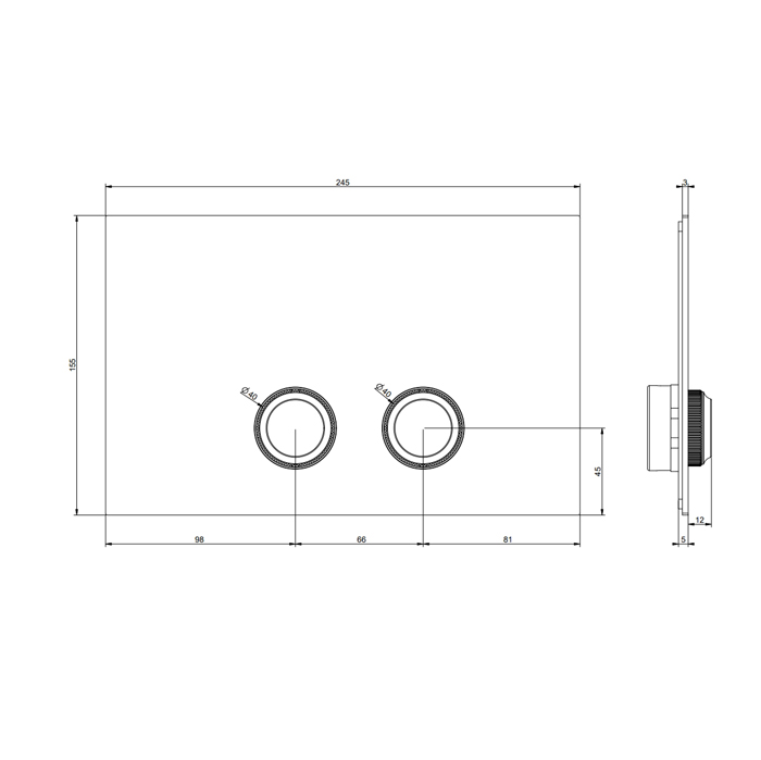 Gessi Venti20 Клавиша смыва для унитаза двойная, для инсталляций Geberit Sigma8 и Sigma12, цвет: черный матовый 54651#299