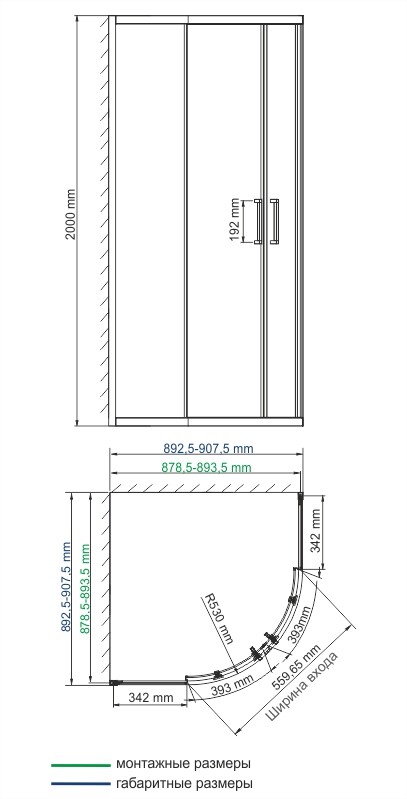 WasserKRAFT Dill 61S01 Душевой уголок Размеры (Ш/В/Г): 90х200х90 см