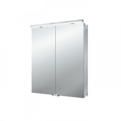 EMCO Flat Зеркальный шкаф 60х72.7см., LED-подсветка, 2 двери, 2 полки, розетка, без нижней подсветки 9797 050 63