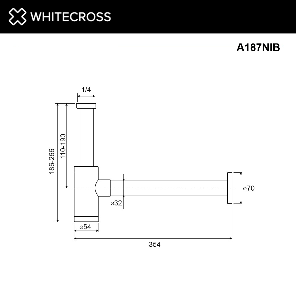Сифон для умывальника декоративный WHITECROSS A187NIB (брашированный никель)