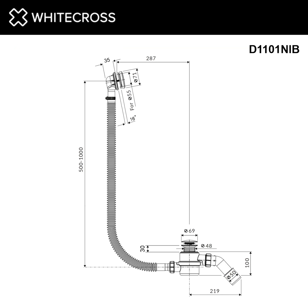 Слив-перелив WHITECROSS ULTIMA (брашированный никель)