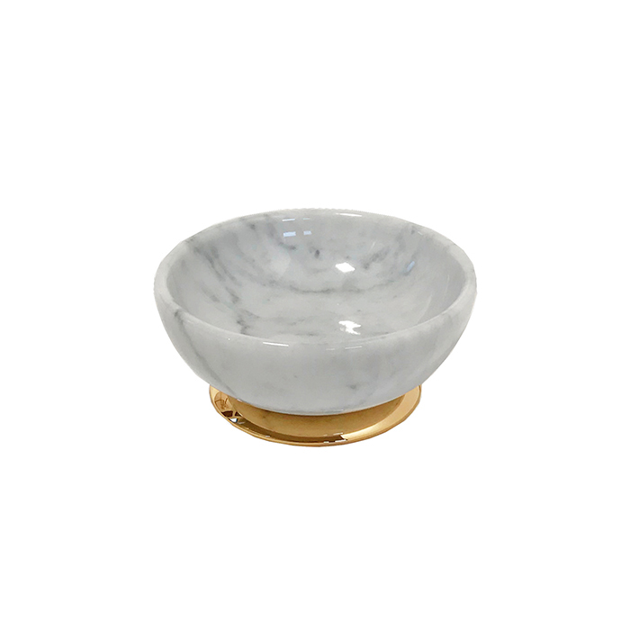 3SC Elegance Мыльница настольная, цвет: мрамор bianco carrara/золото 24к. Lucido EL01ABCGD