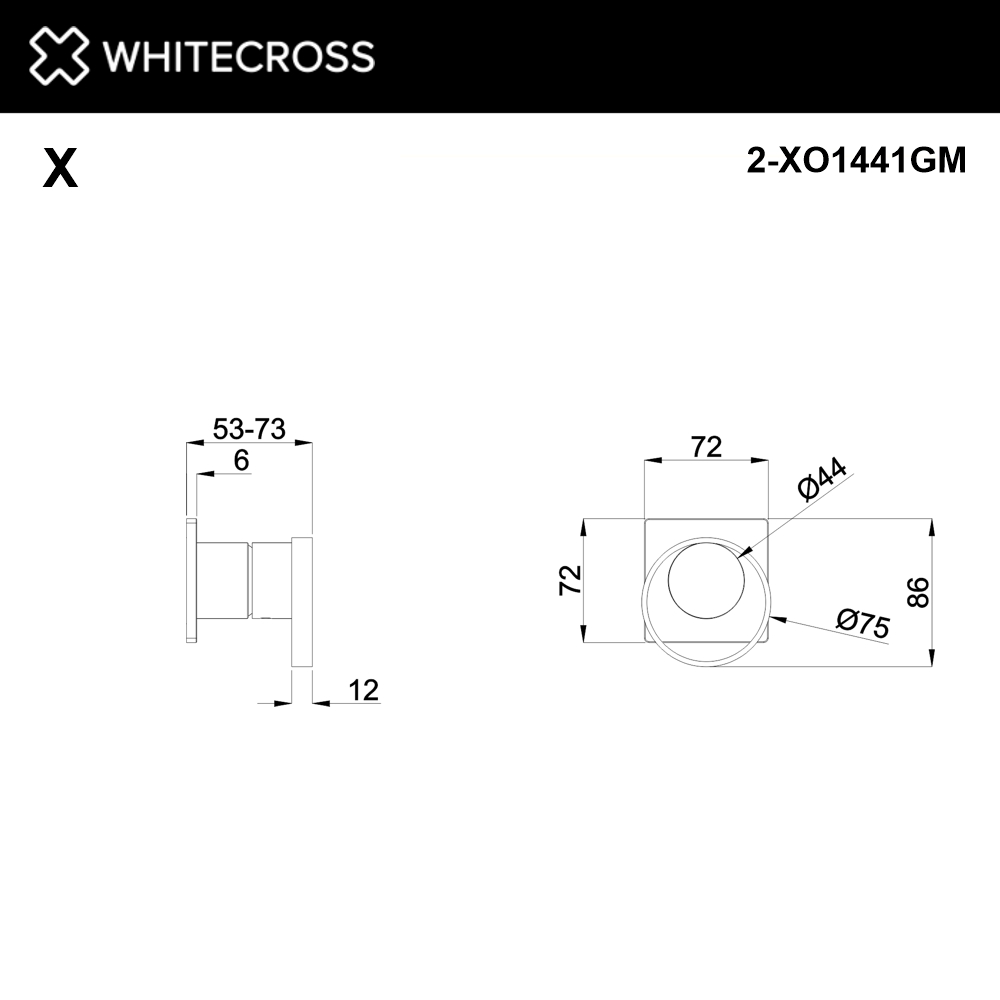 Внешняя часть смесителя на 1 потребитель WHITECROSS XO1441GM (оружейная сталь)