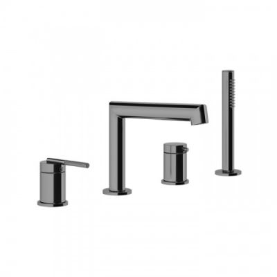 Gessi Ingranaggio Смеситель на борт ванны, на 4 отв., с ручным душем, цвет: Black Metal Brushed PVD 63537#707