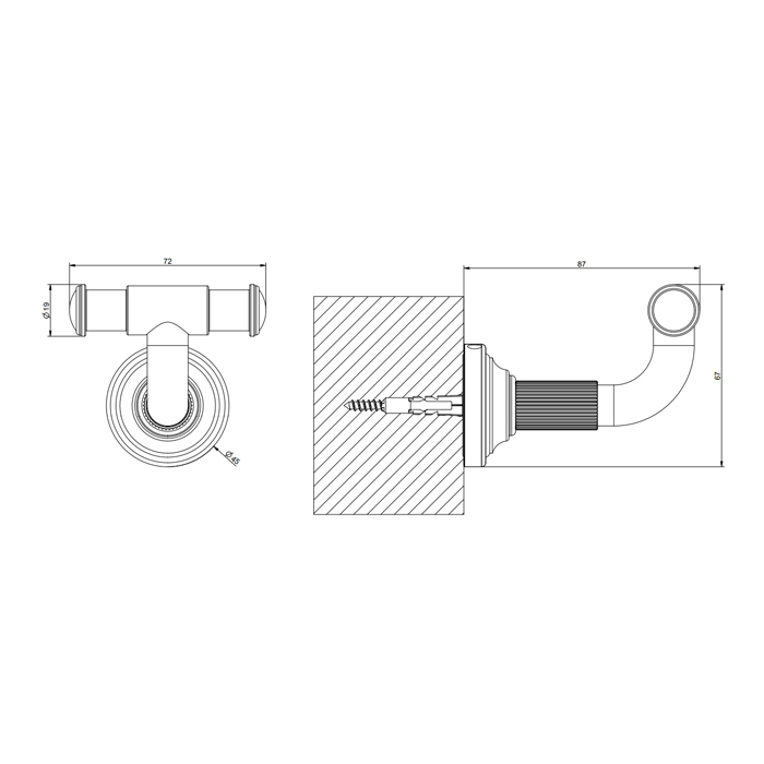 Gessi Venti20 Крючок двойной, цвет черный матовый 65521#299