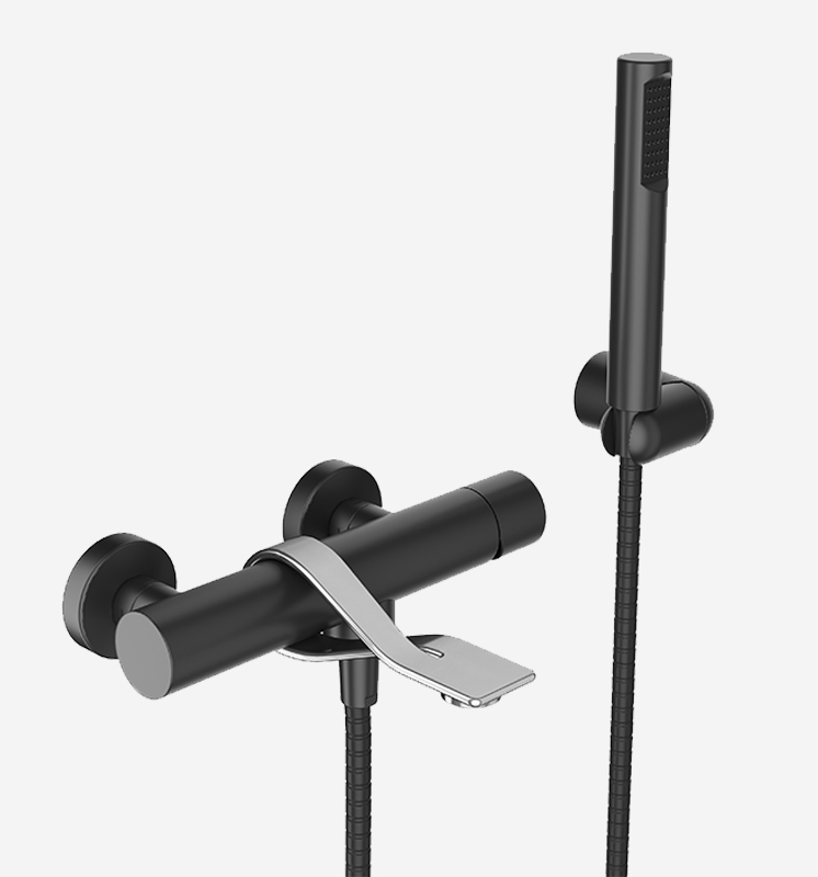 Смеситель для ванны Webert One-B NB850101441, черный/сталь