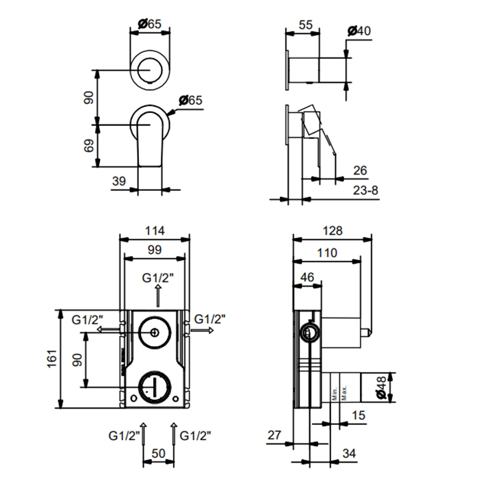 Fantini Myo Смеситель для душа, встраиваемый, цвет: черный матовый 61 13 V689B