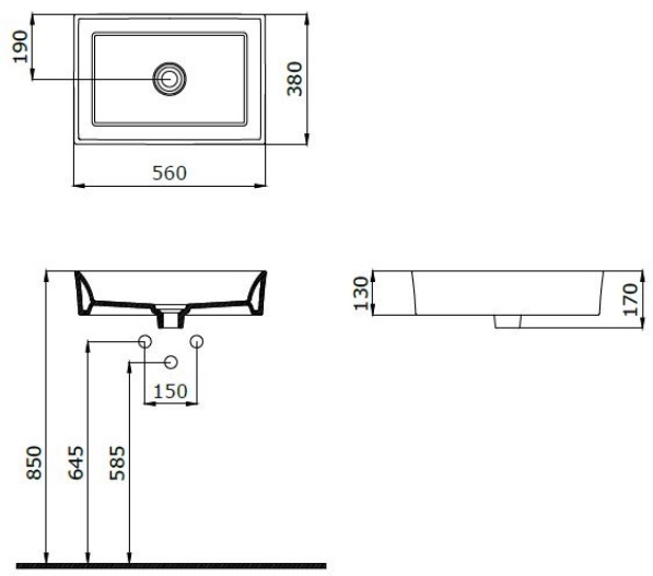 Раковина накладная 56*38 Bocchi Cesena 1172-001-0125