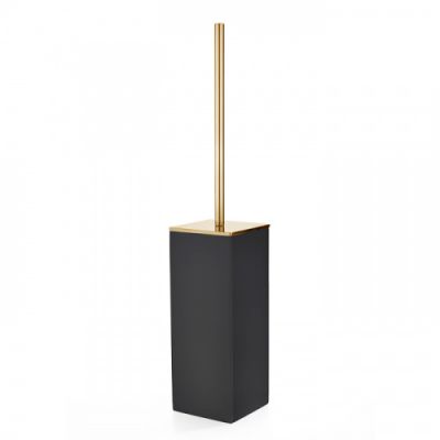 3SC Mood Black Туалетный ёршик, напольный,  композит Solid Surface, цвет: чёрный матовый/золото 24к. MN17AGD