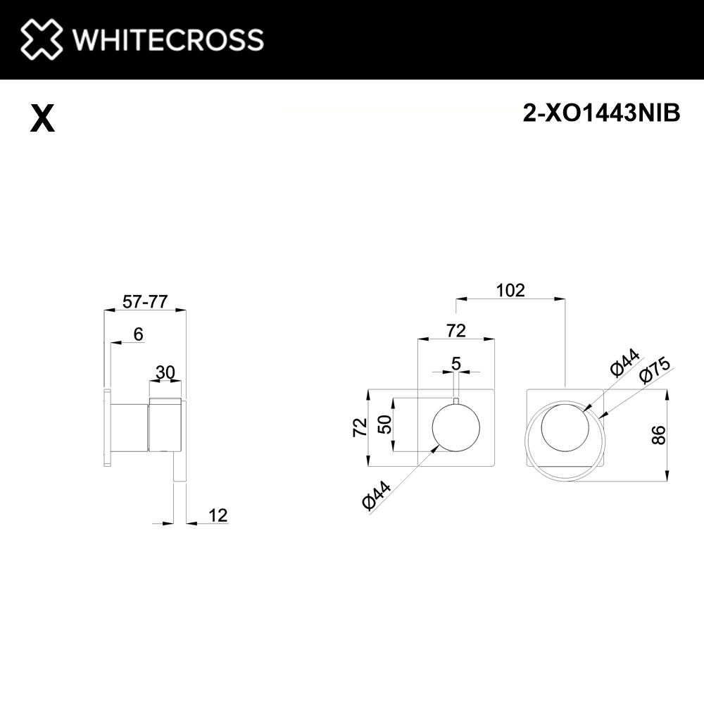 Внешняя часть смесителя для душа на 3 потребителя WHITECROSS XO1443NIB (брашированный никель)