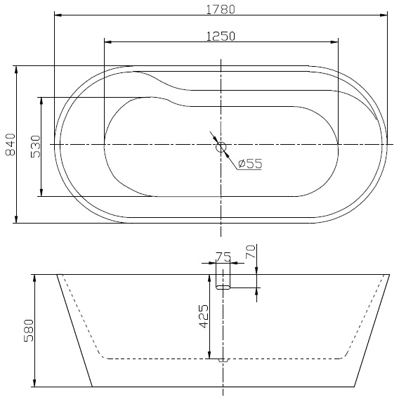 Акриловая ванна BELBAGNO BB14