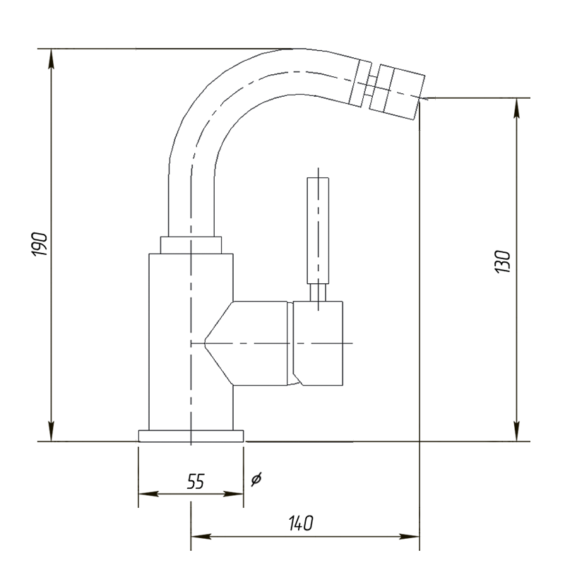 FORTIS Смеситель д/биде моноком. излив изогнут, ручка сбоку ML.FRT-5223.CR