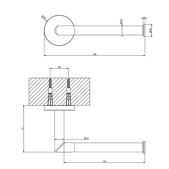 Gessi Tondo Держатель для т/б., подвесной, цвет: Finox Brushed Nickel 63655#149